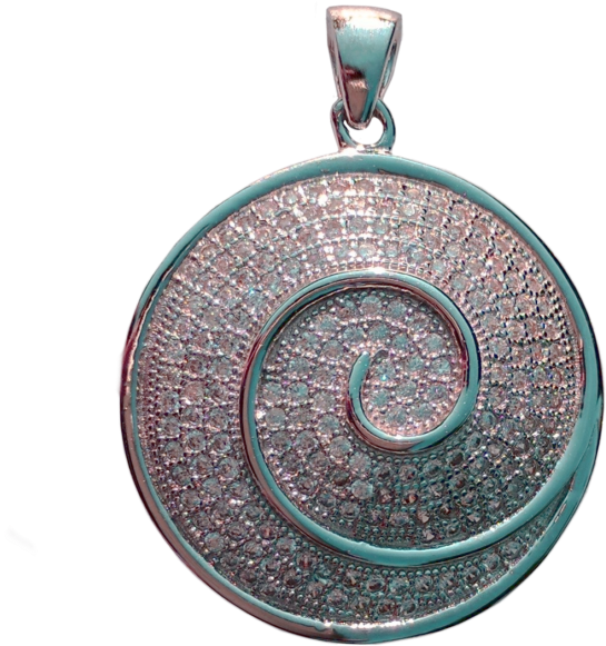 925 Sterling Silver With Cubic Zirconias Round Swirl - Locket (631x640), Png Download