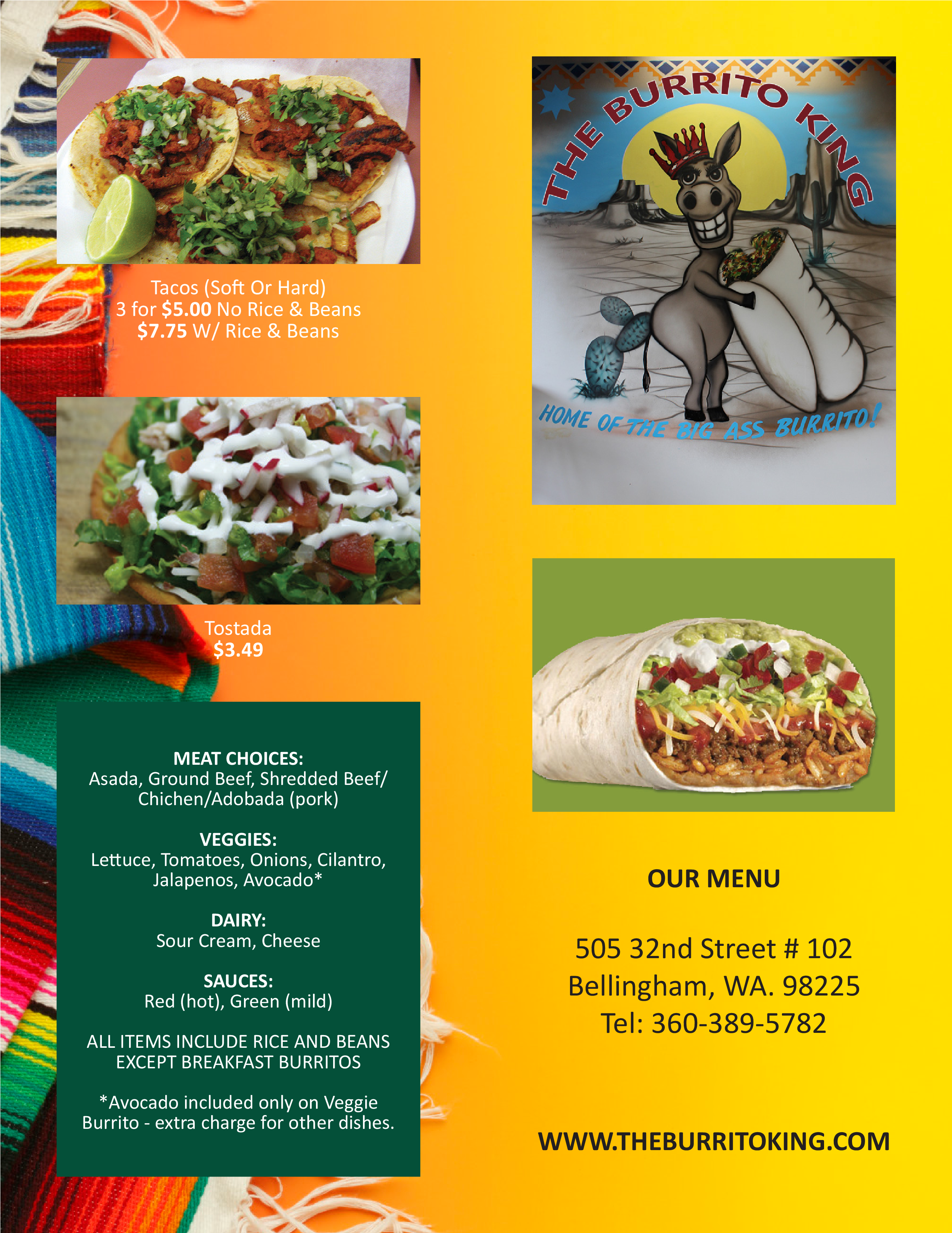 Burrito King Menu - Mexican Burrito (2788x3538), Png Download