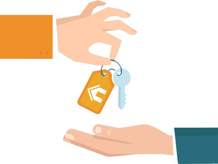 Graphic Hands Giving Away Home Keys - Handing Over Keys Illustration (750x567), Png Download