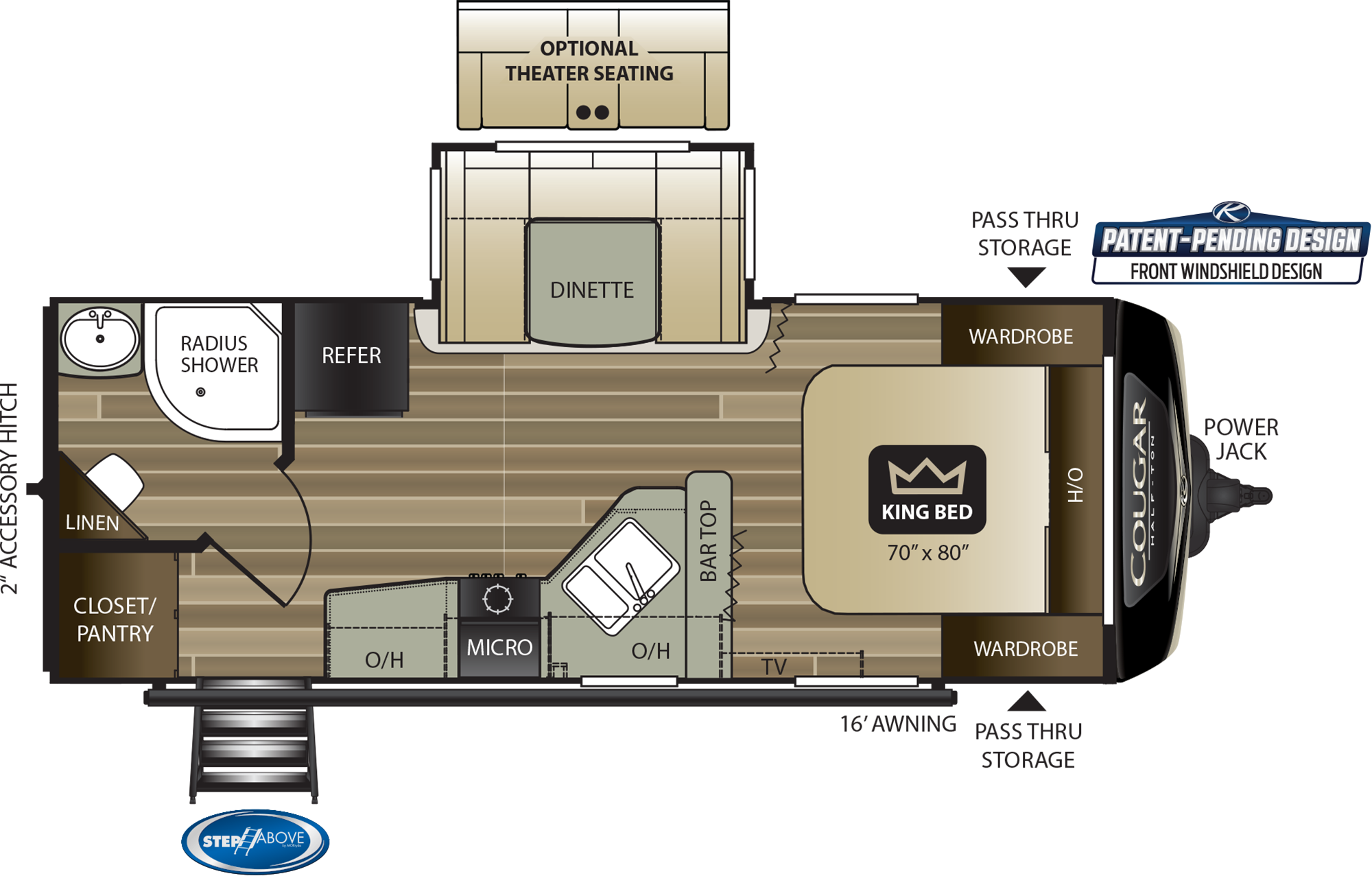 View This Floorplan - 2018 Keystone Cougar Half Ton 26rks Travel Trailer (2000x1277), Png Download