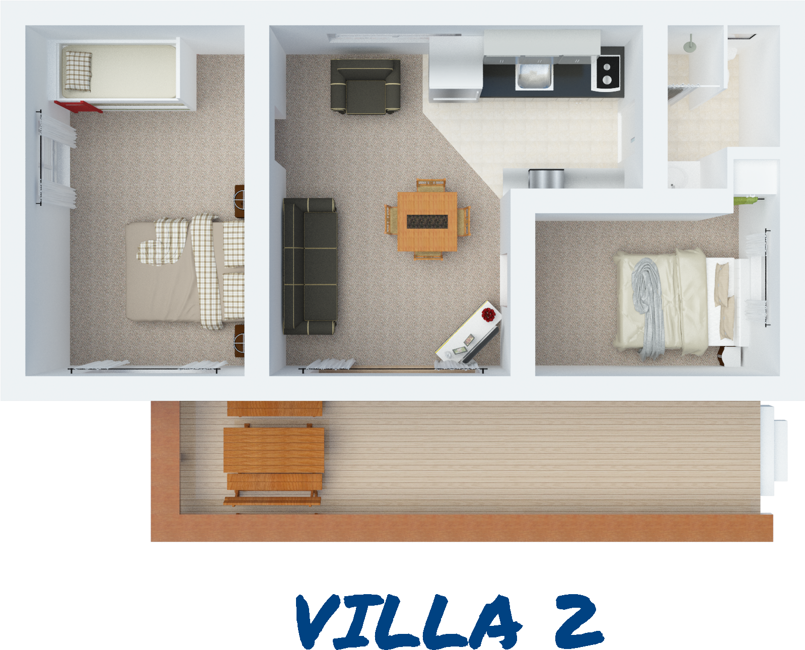 2 Bedroom Bayview Villa Floorplan - Floor Plan (2000x1587), Png Download