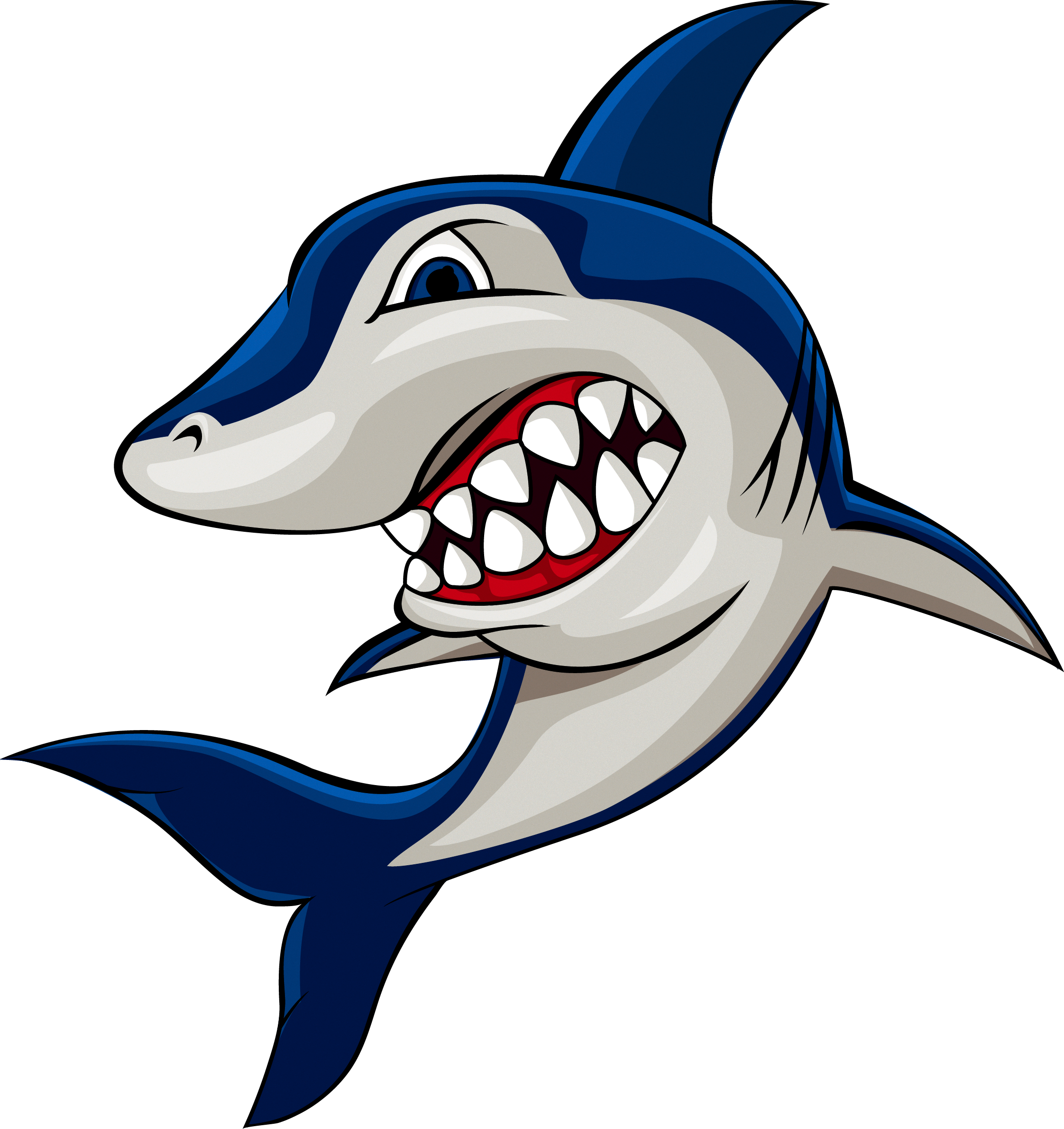 Dophin Fish Clipart - Shark Cartoon Png (2244x2380), Png Download