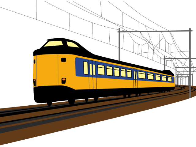Railroad Tracks Clipart Modern Train - Electric Train Clipart (640x480), Png Download
