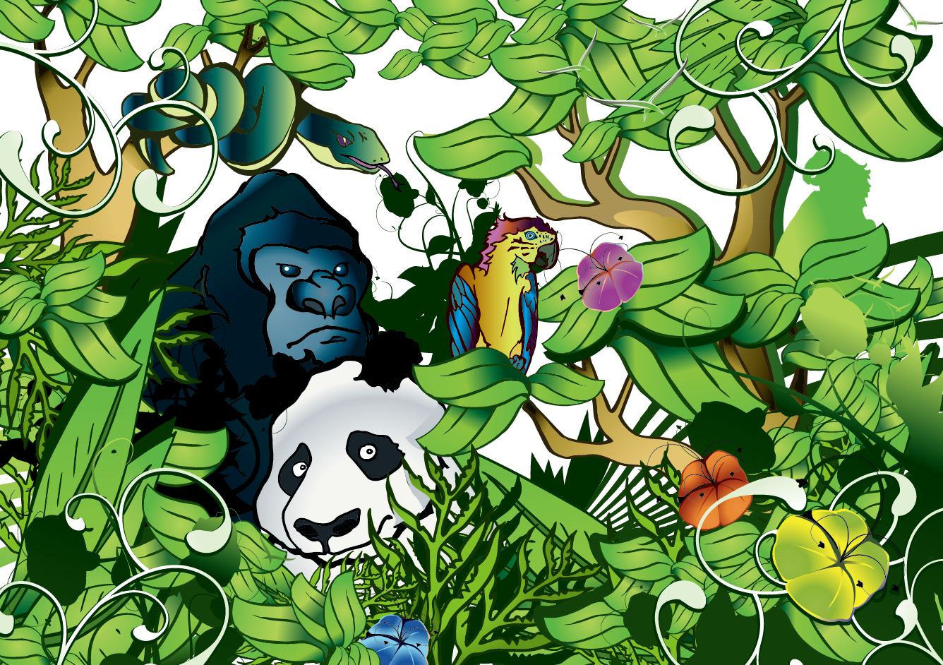 Giant Panda Forest Animal Clip Art - Carteles De La Selva (1336x942), Png Download