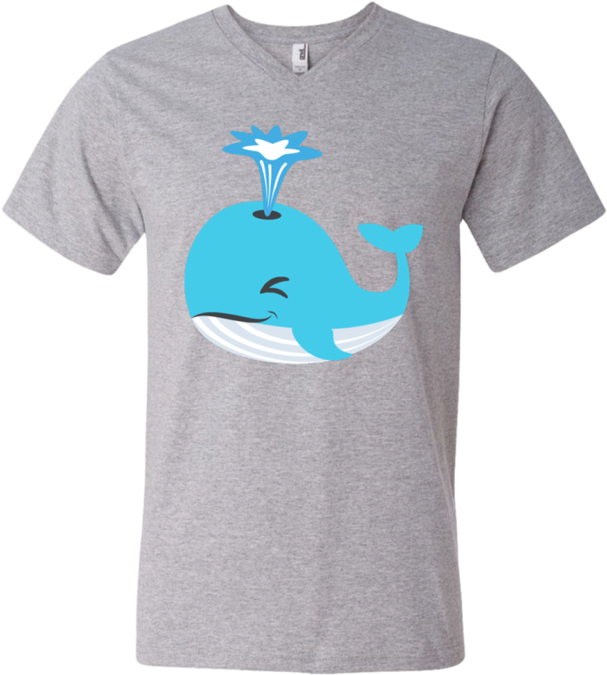 Whale Blow Hole Spray Emoji Men's V Neck T Shirt - Shirt (960x960), Png Download