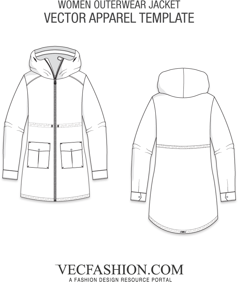 Coats Jackets Vecfashion Women Outerwear Template - Line Art (1000x1000), Png Download