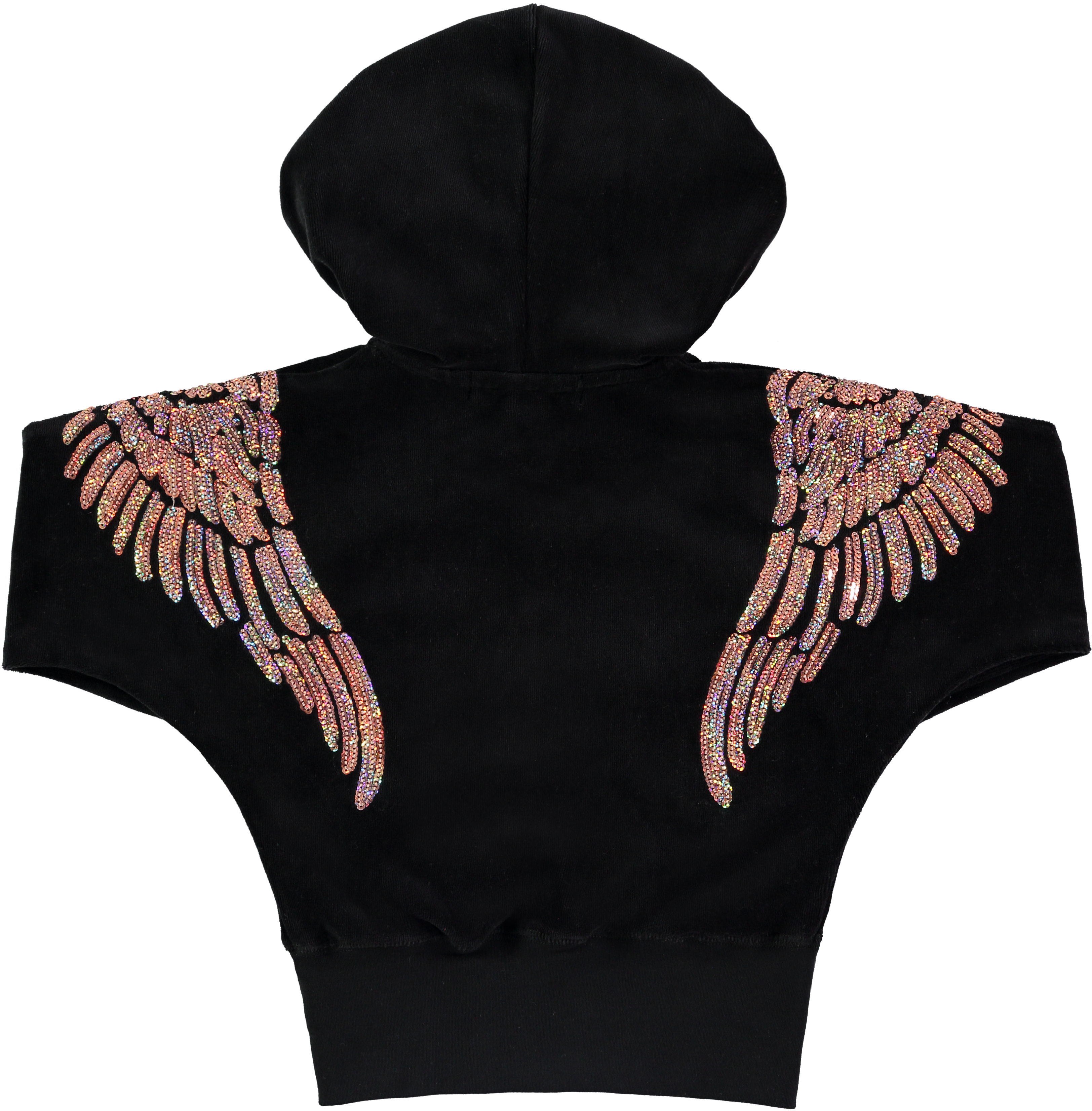 Aw18 Angel's Face Black Sequin Wings Tracksuit - Hoodie (3299x3307), Png Download