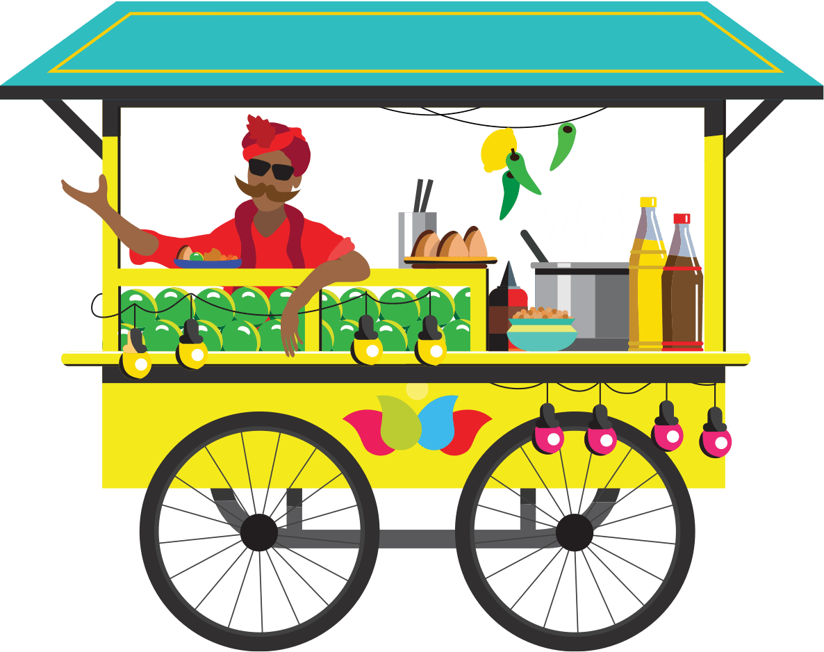 Food Cart - Indian Street Food Art (1186x938), Png Download