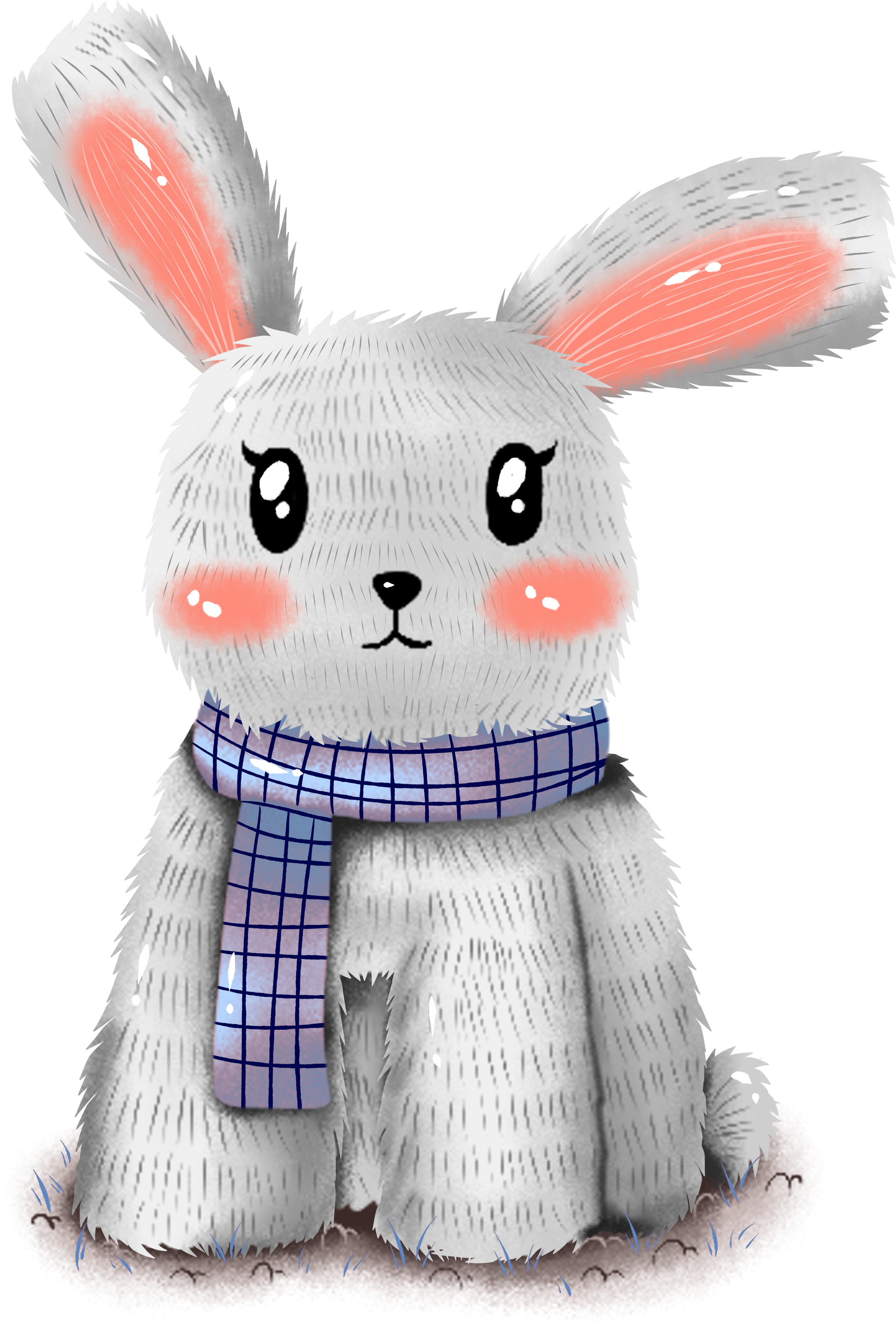 Original Commercial Hand Drawn Animal Png And Psd - Domestic Rabbit (4000x4000), Png Download