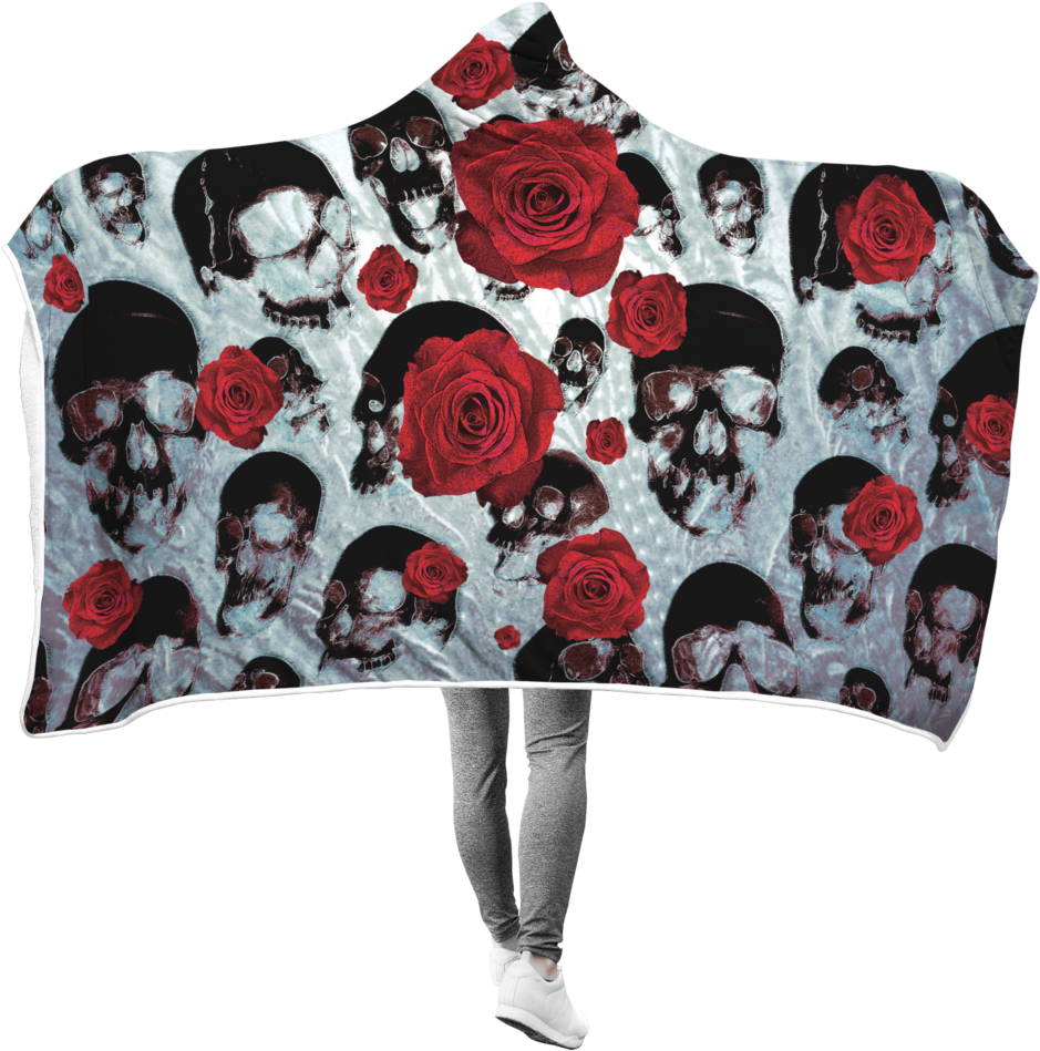 Gothic Rose Skull - Blanket (1060x1060), Png Download