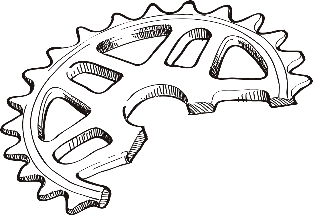 Drawn Biker Bmx Bike - Dirt Bike Sprocket Drawing (1142x891), Png Download