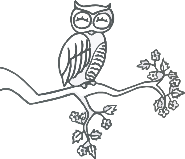 Owl On A Branch Clipart Black And White (600x515), Png Download