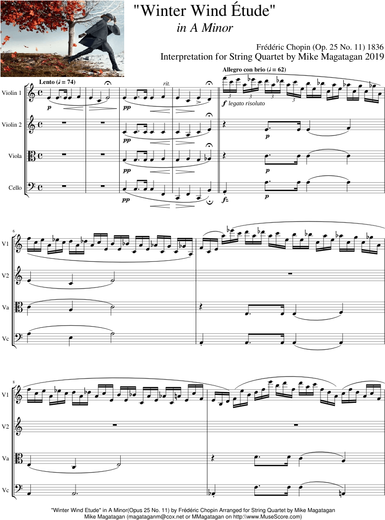 "winter Wind Étude" In A Minor For String Quartet - Document (850x1100), Png Download