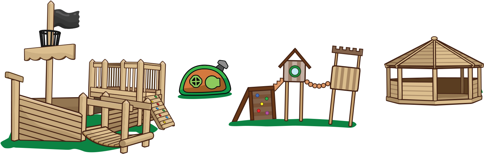 Outside Clipart Playground Equipment - Illustration (1600x532), Png Download