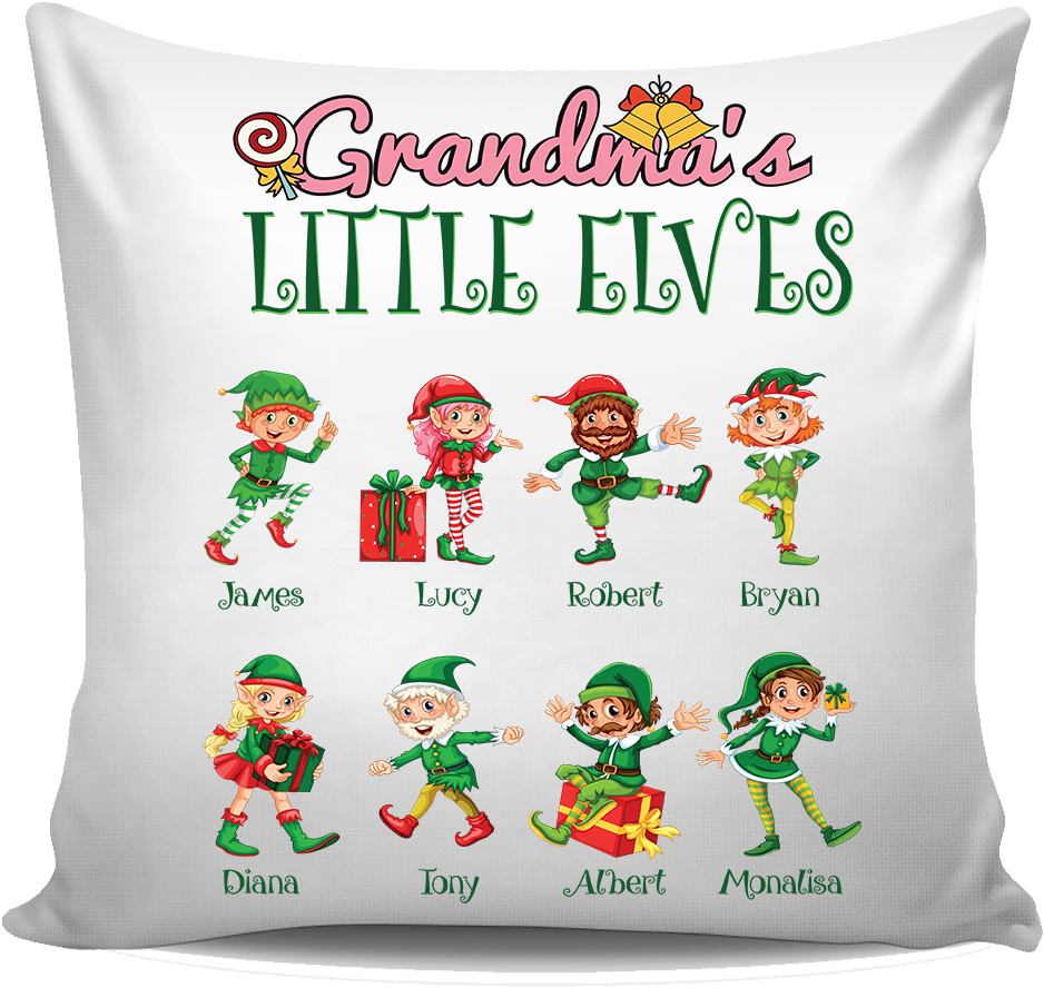 Grandma Nana Little Elves Personalized Pillow Cover - Cushion (1024x1024), Png Download