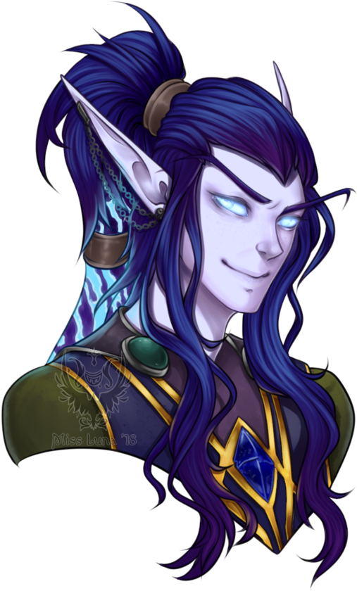 Ears Drawing Night Elf - World Of Warcraft (600x854), Png Download