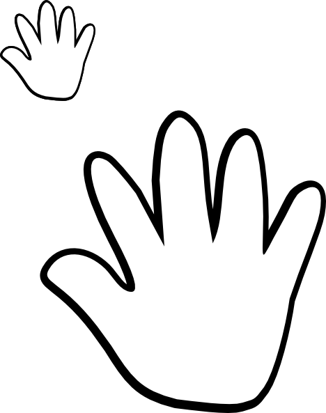 Child Handprint Black White Clipart Panda Free Clipart - Clip Art (468x593), Png Download
