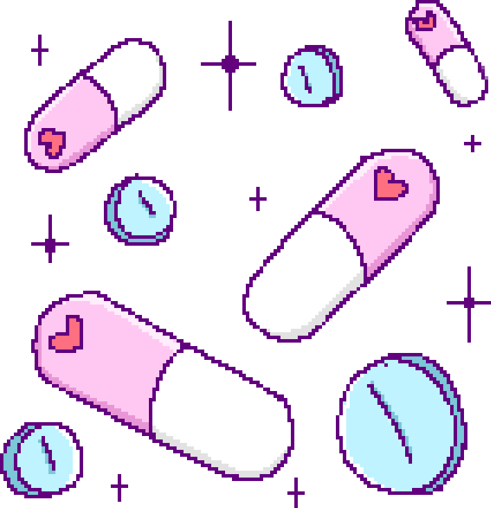 Sparkles Clipart Kawaii - Pixel Pill (709x734), Png Download