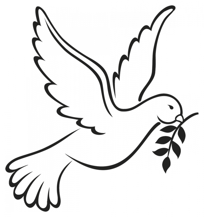 Pri Re Pour La Paix Pistache Myrtille - Dove Drawing (660x700), Png Download