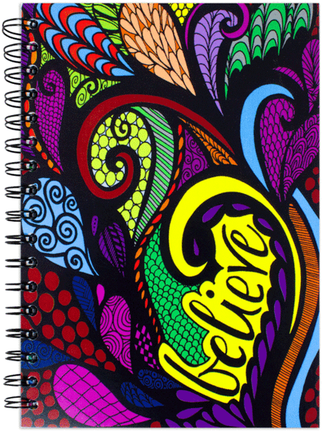 "believe" Colored Spiral Notebook Journal 200 Lightly - Notebook (520x673), Png Download