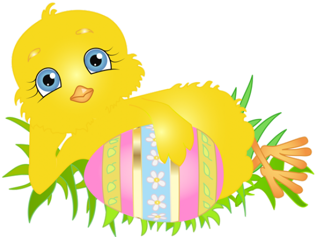 Easter Chick With Egg Png Clip Art Image - Easter Chick Clip Art (600x448), Png Download