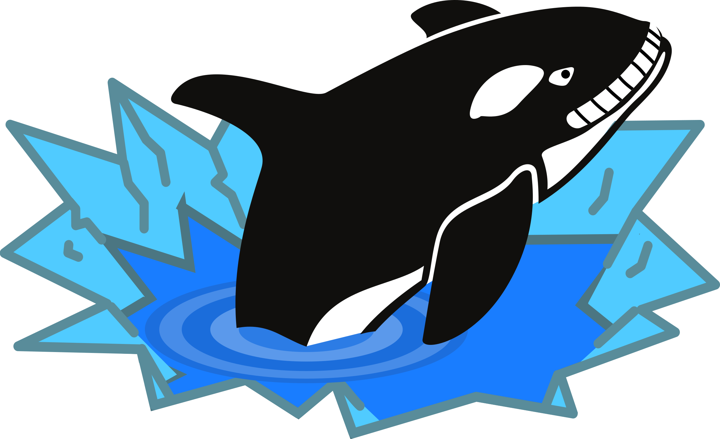 Orca Drawing Cute - Killer Whale Clipart (2400x1464), Png Download