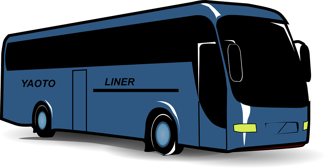 Clip Black And White Stock Blue Clip Art At Clker Com - Bus Cartoon Image Png (600x310), Png Download