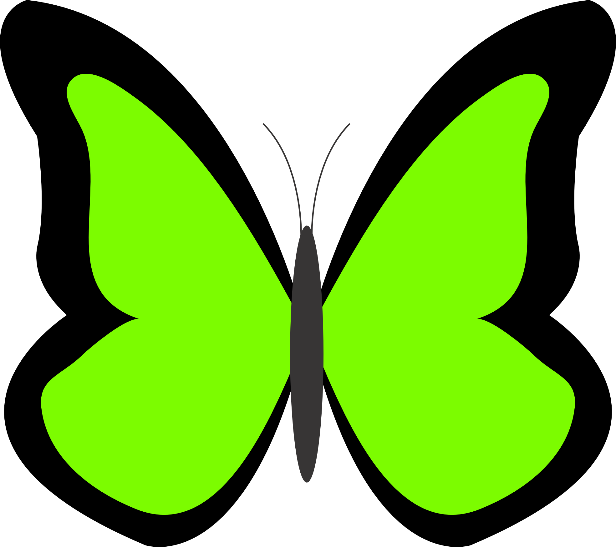 Peace Clip Art Free - Green Butterfly Clipart (1969x1750), Png Download