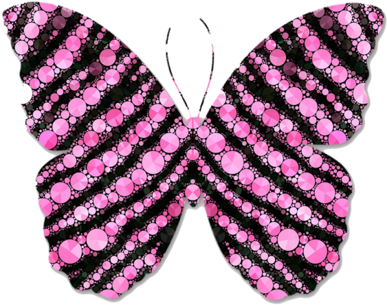 Pink And Black Circles Butterfly Clipart - Zazzle Papillon & Orchidée Roses Tongs (400x400), Png Download