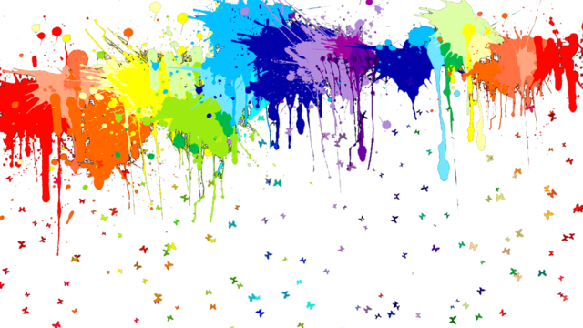 Clipart White Paint Splash Png Images - Rainbow Paint Splatter (640x360), Png Download