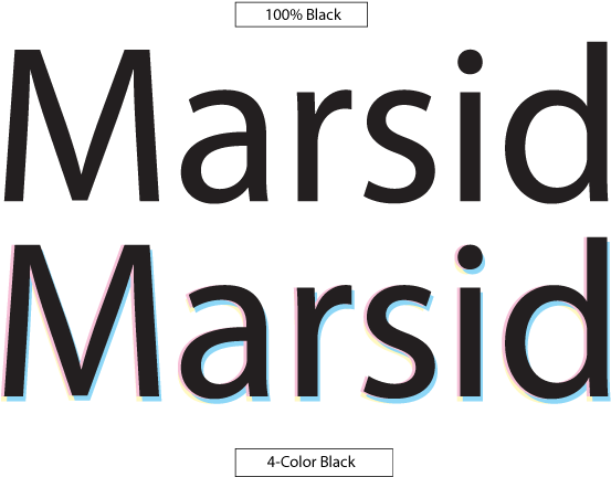 The Difference Between 100% Black And Four Color Black - Printing (650x488), Png Download