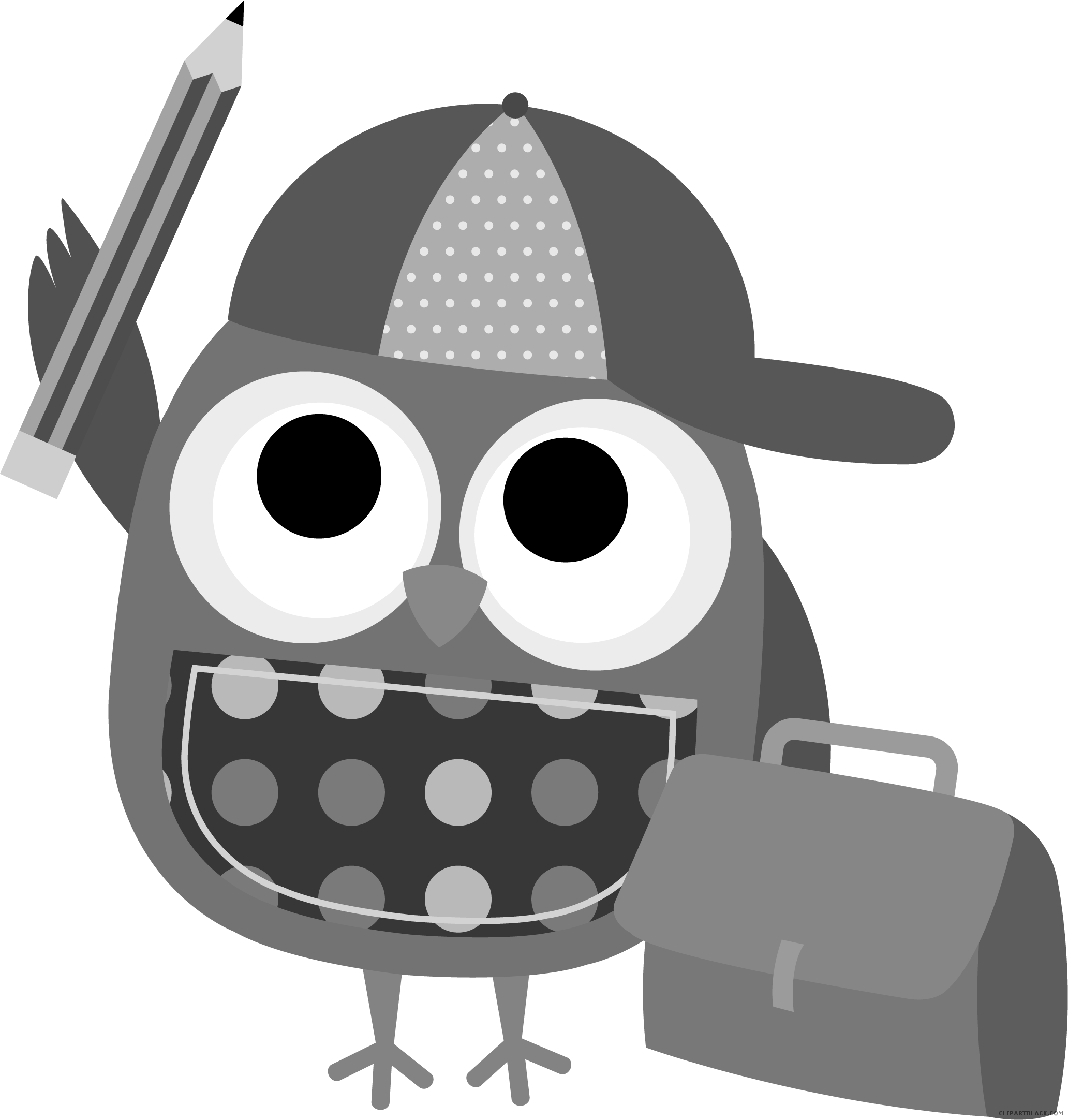 Graphic Freeuse Math Clipart Black And White - Owl Clip Art School (2064x2164), Png Download