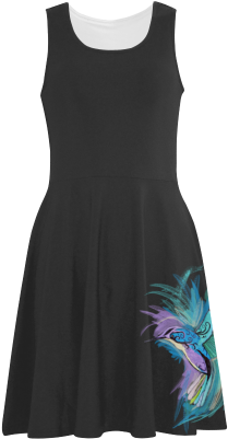 Handpainted Hummingbird Watercolor On Black Atalanta - Dress (500x500), Png Download