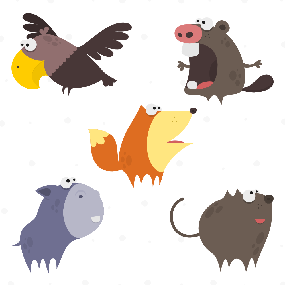 Cute Animals Vector Set - Cuteness (1000x1000), Png Download