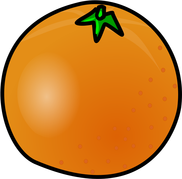 Black, Food, Fruit, Outline, White, Cartoon, Orange - Clipart Orange (640x630), Png Download