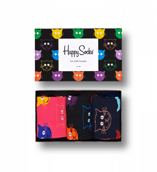 Cat Gift Box - Happy Socks Cat Box (548x600), Png Download