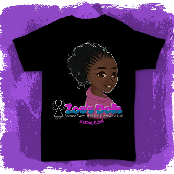 Original Zoe's Dolls Black T-shirt - Illustration (575x575), Png Download