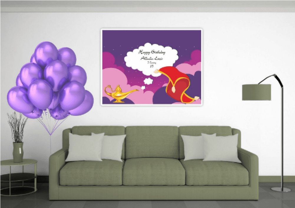 Magic Lamp Birthday Banner Arabian Nights Backdrop - Painting (1000x1000), Png Download