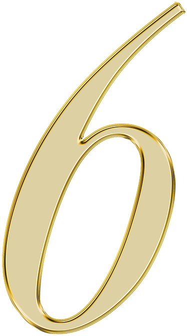 Golden Numbers - Gold Number 6 Png (528x720), Png Download