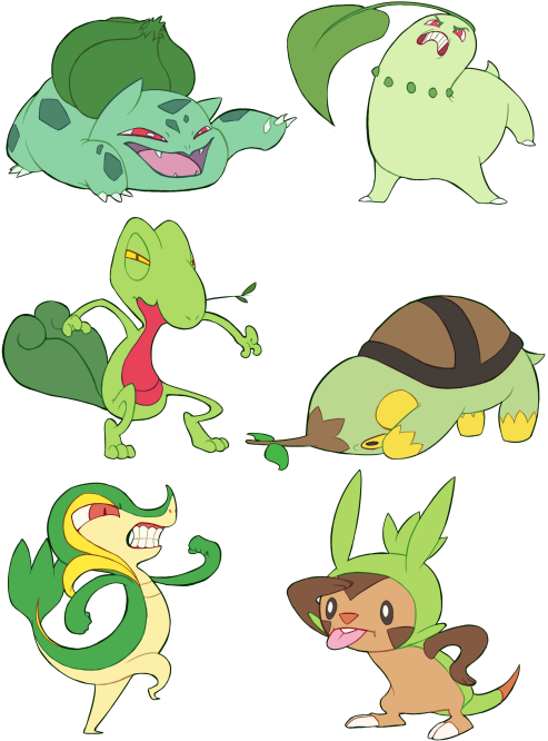 Pokemon My Art Bulbasaur Turtwig Chikorita Treecko - Bulbasaur Chikorita Treecko Turtwig Snivy (500x682), Png Download