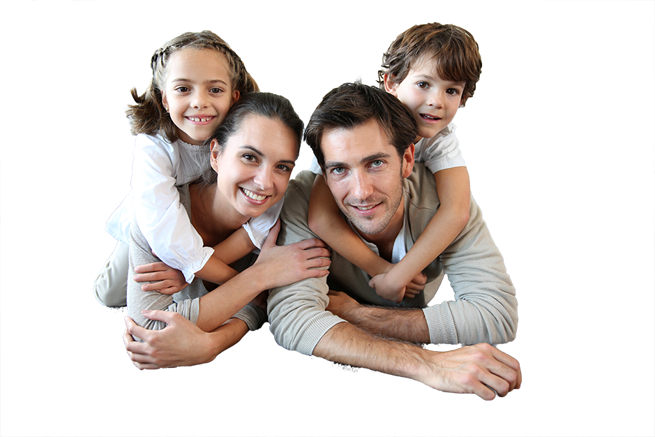 Mom, Dad, Girl, Boy - Familia En Hogar (939x626), Png Download
