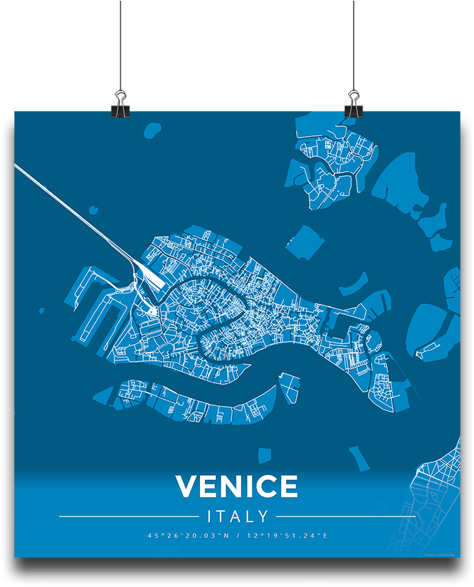 Premium Map Poster Of Venice Italy - Illustration (683x1024), Png Download