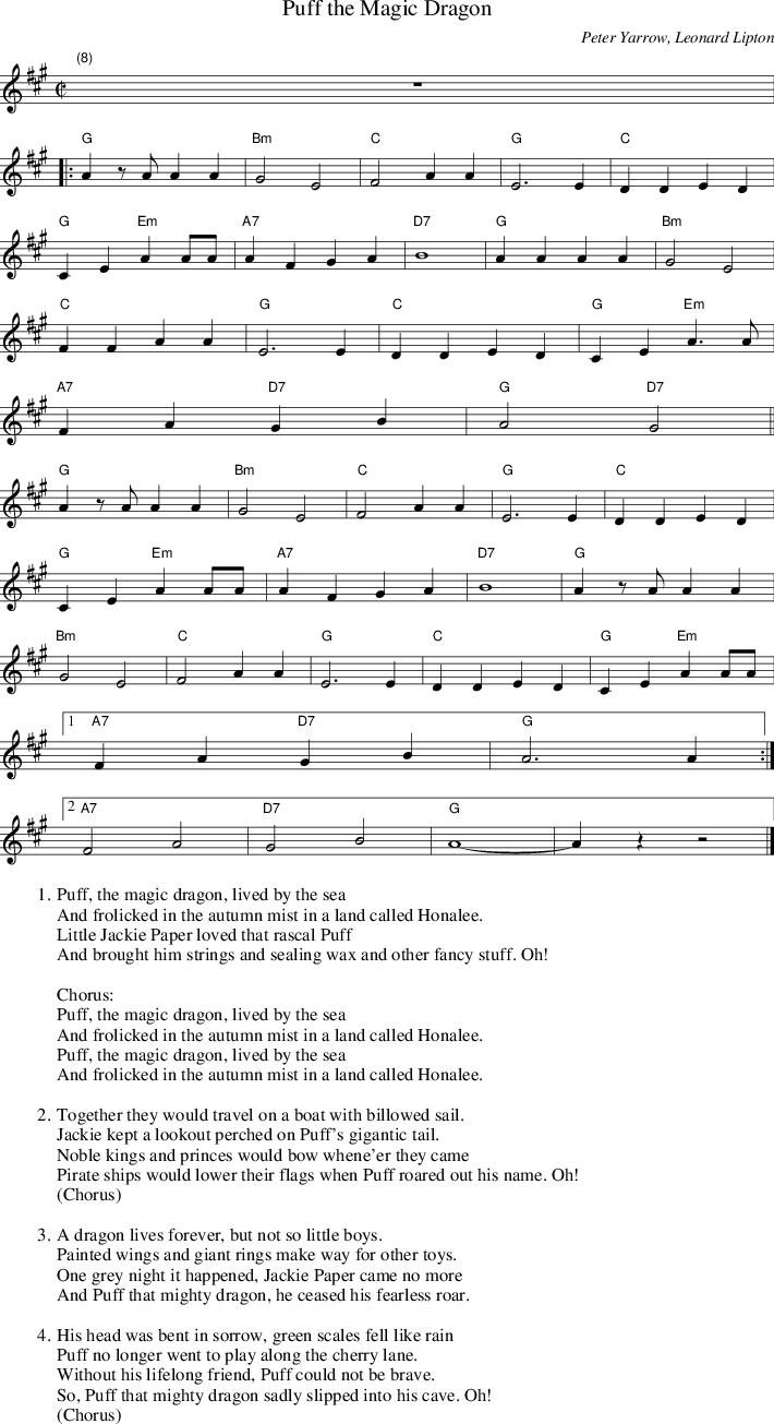 Listen To Puff The Magic Dragon - Sti (710x1305), Png Download