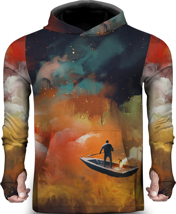 Boat Outer Space Lightweight Sun Hoodie (600x730), Png Download