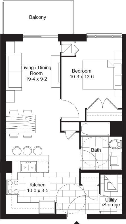 1 Bedroom Bedroom - Floor Plan (800x800), Png Download