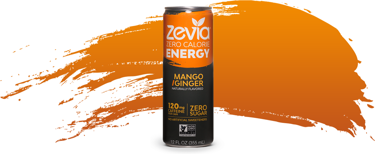 Mango/ginger Energy Drink, 355ml - Zevia Natural Energy Drink (1227x510), Png Download