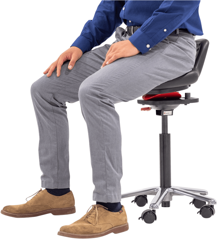 Person Sitting In Active Chair - Office Chair (1800x1200), Png Download
