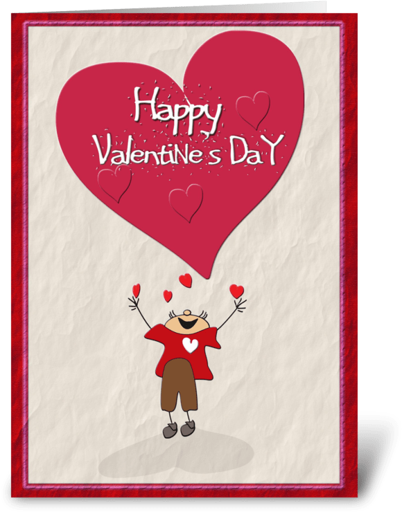 Happy Valentines Day Card - Cartoon (700x792), Png Download