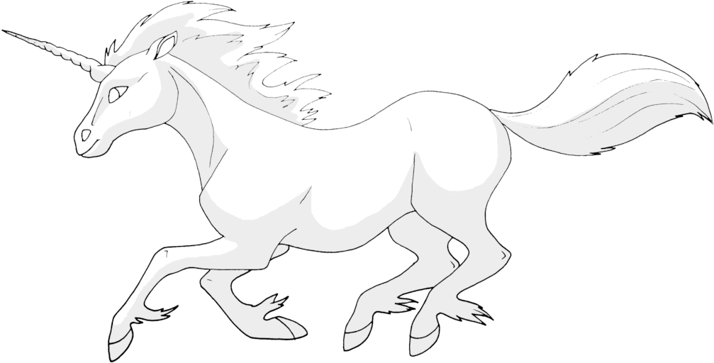 Unicornios Blancos Del Dato - Line Art (1024x532), Png Download