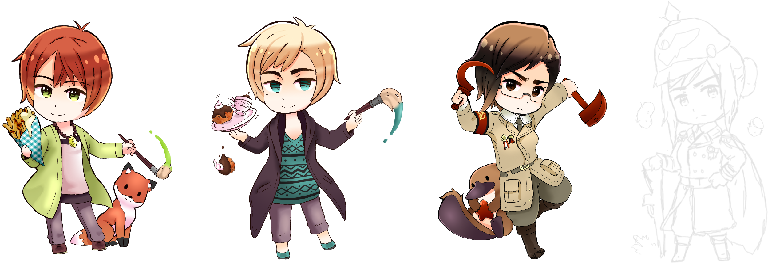 Hetalia Chibi Nationstates - Cartoon (2600x1000), Png Download